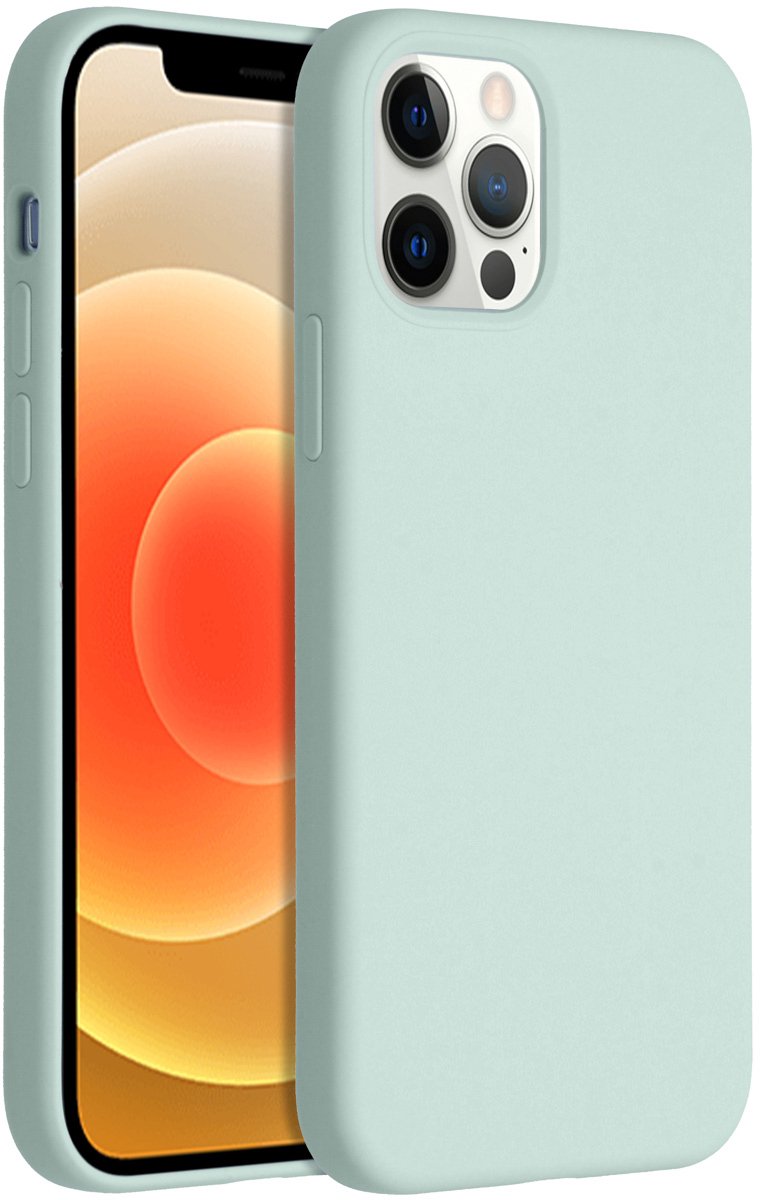 iPhone 12 Hoesje Siliconen - iPhone 12 Pro Hoesje - Accezz Liquid Silicone Backcover - Blauw