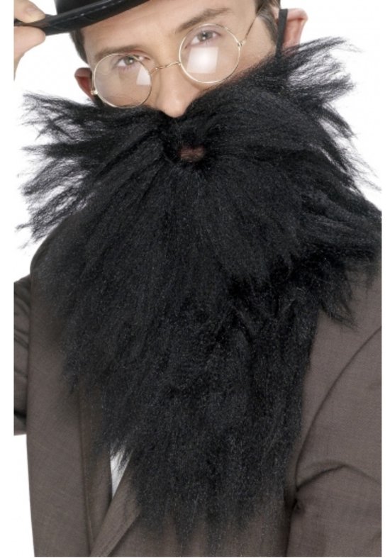 Smiffys Verkleed Baard en Snor - Lang - Zwart - Oude Man - Geschiedenis Kostuum - Zelfklevend - Comfortabel