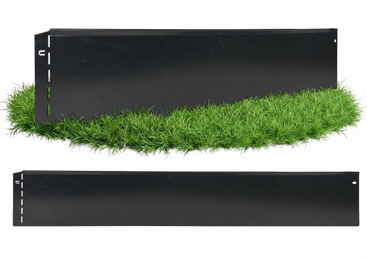 GartenAZ Borderrand - Gazonrand van Verzinkt Staal - Flexibele Montage - Antraciet - 100 cm x 13 cm