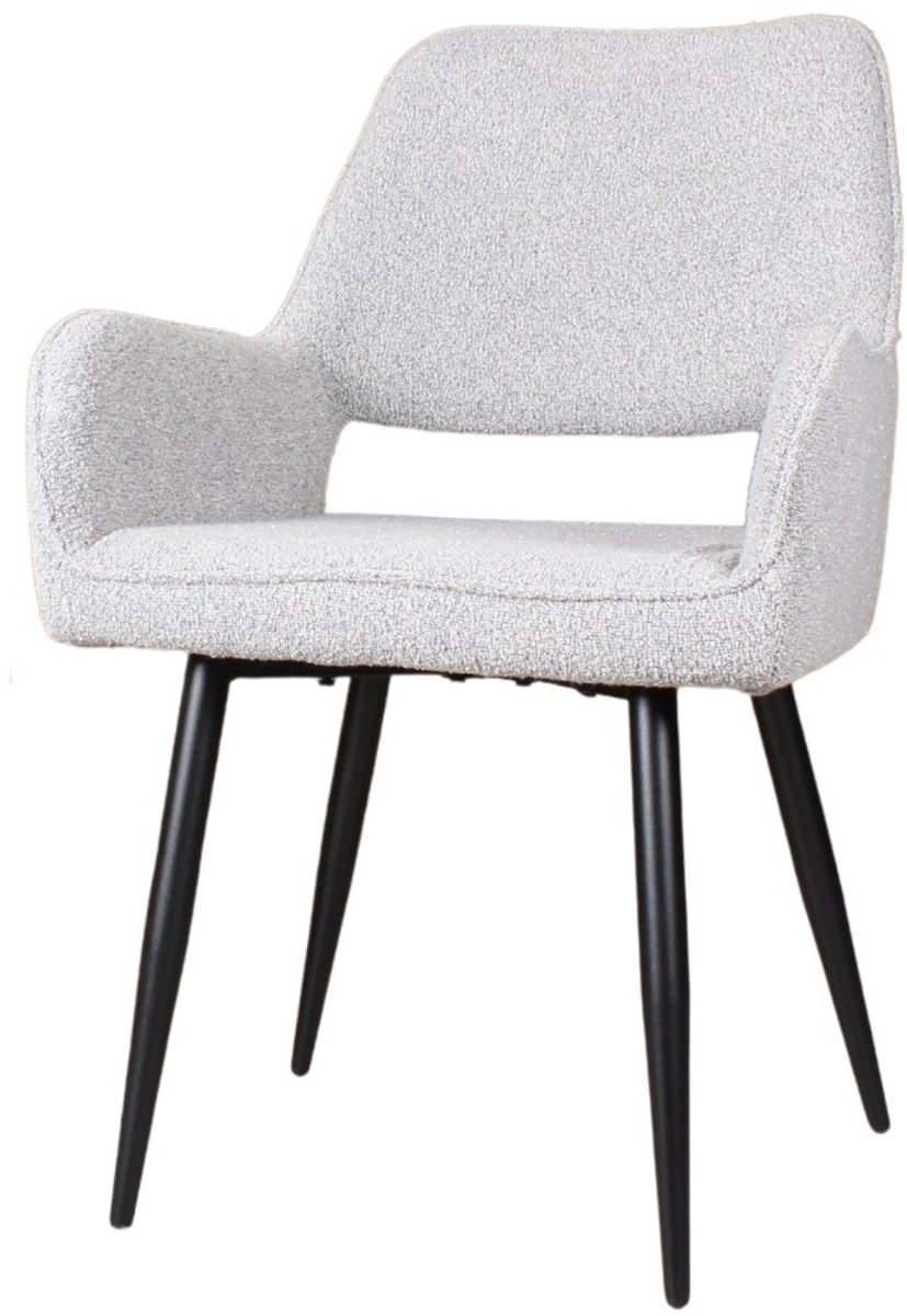 DS4U Lenon eetkamerstoel – armstoel met luxe boucle stof en trendy design - grijs