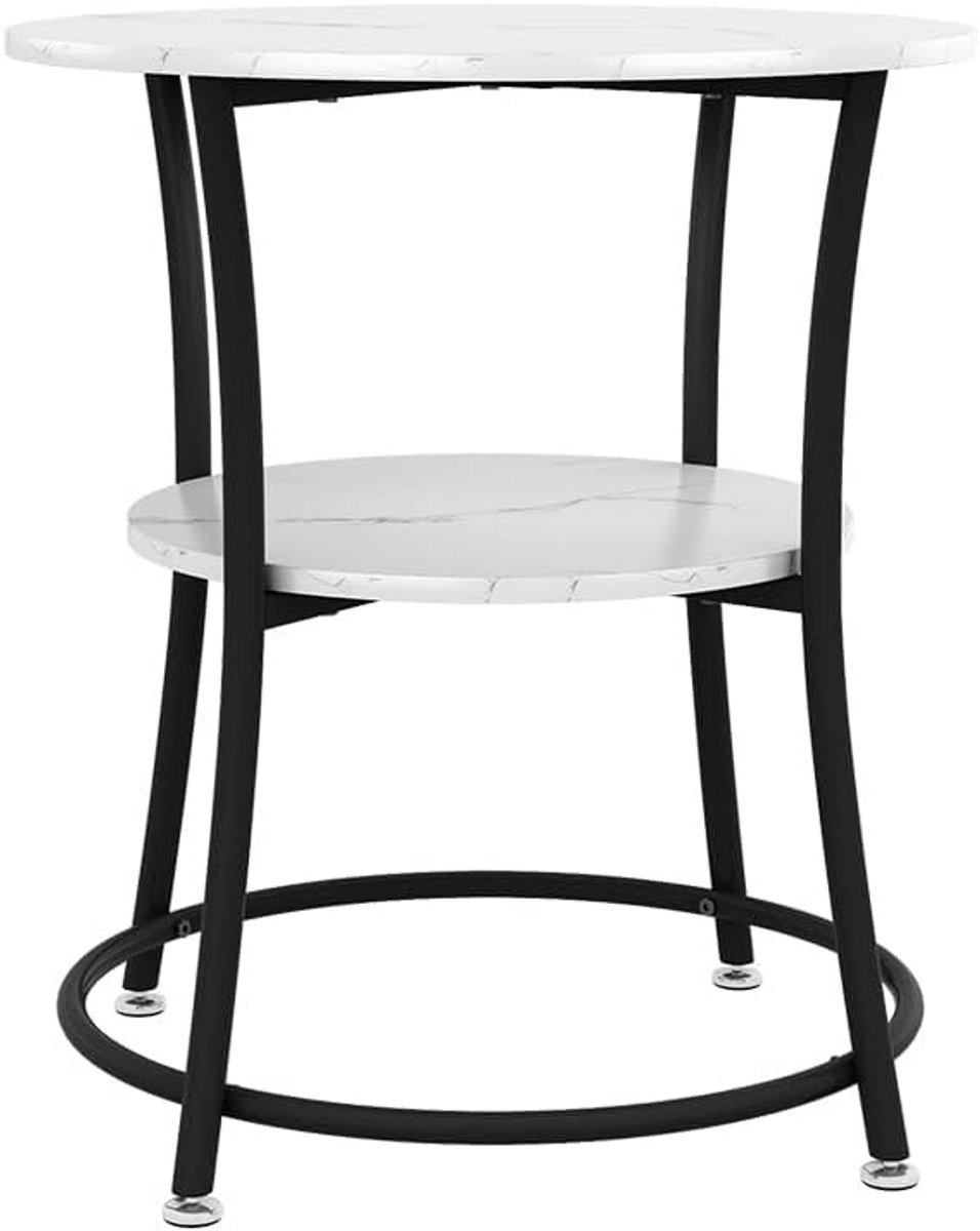 Ronde Salontafel Wit Marmer met Opbergvak - 50x55 cm