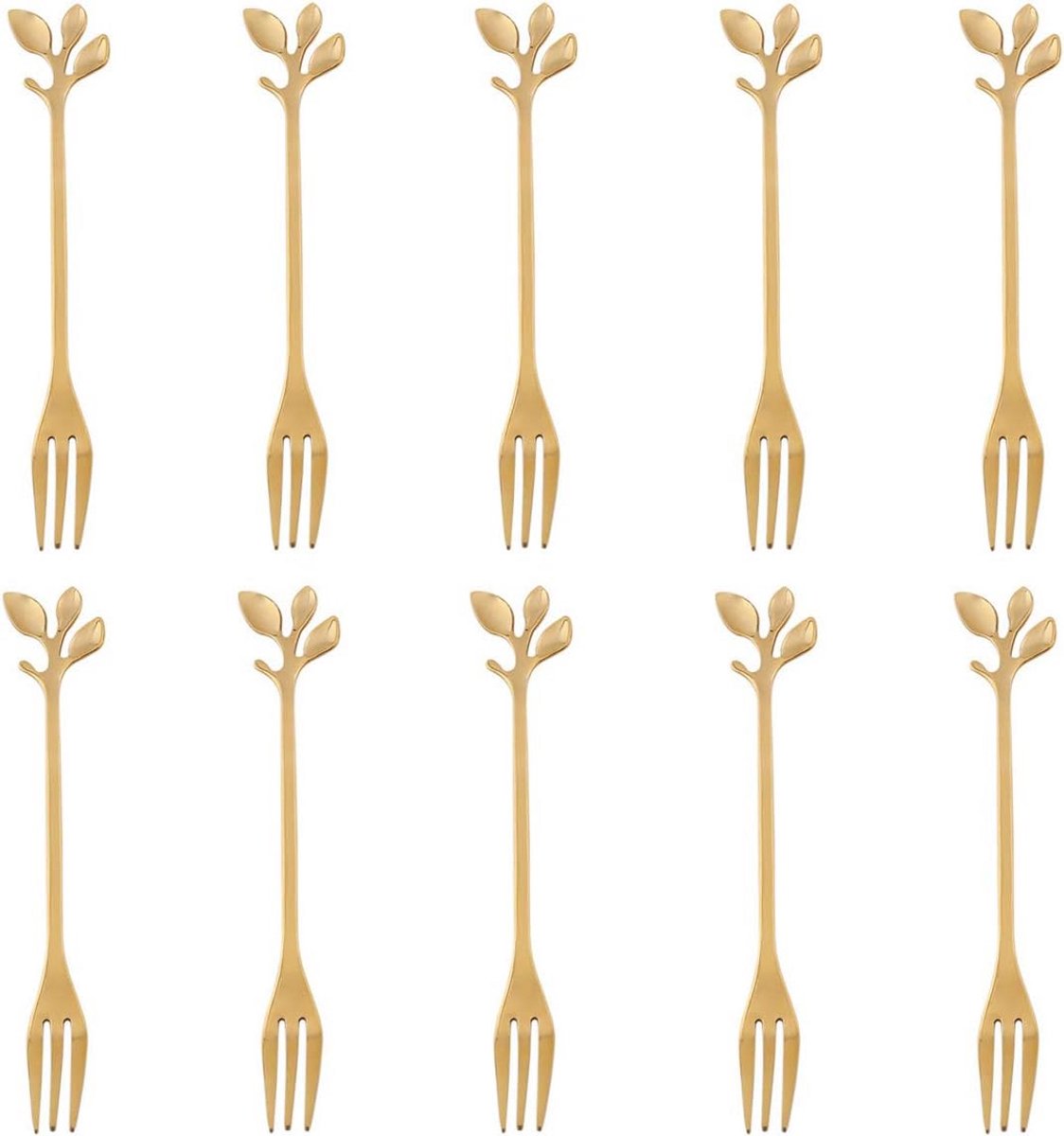 Roestvrijstalen vorkenset 10 inch goud 10 stuks