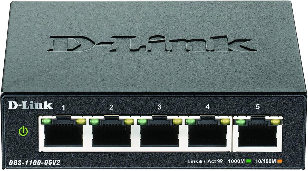 DGS-1100 5-poorts Gigabit Smart Managed Switch met VLAN en PoE