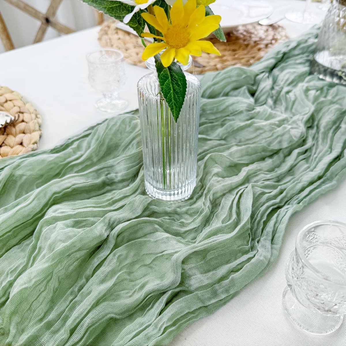 Kaasdoek tafelloper 90 x 300 cm - rustieke boho gaas tafelloper voor diverse decoraties