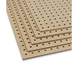 Geperforeerde Wandplaat van Hout (MDF) voor Orde en Opslag - 50 x 40 x 0,3 cm, Gaten 5 mm, Afstand 15 mm, Ruw en Onbehandeld, Gemaakt in Duitsland
