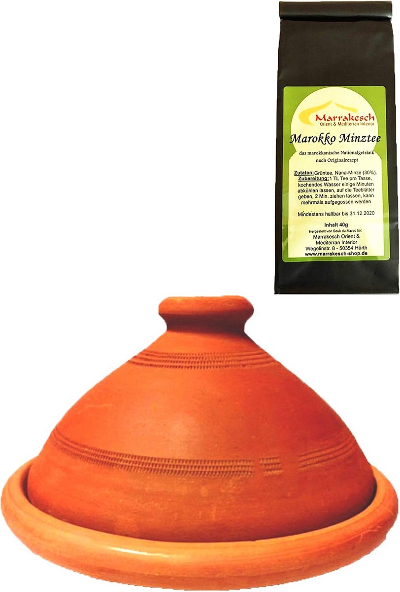 Set van 2, originele tajine + Marokkaanse muntthee
