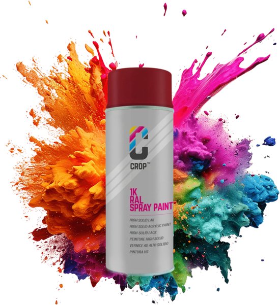 Bombe aérosol CROP RAL 3003 Rouge rubis - Haute brillance - 400 ml - Peinture en aérosol Rouge - 100 % grand teint - Séchage rapide - Intérieur et extérieur - RAL3003