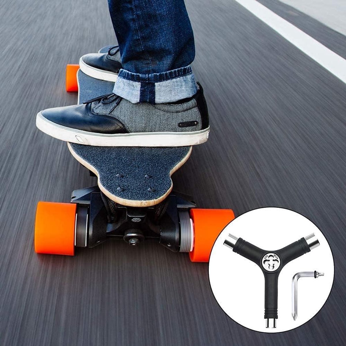 Ronte - Skateboard gereedschap Y-Tool voor reparatie en montage - Handig skate accessoire met multifunctionele tool - Ideaal voor vervanging van onderdelen