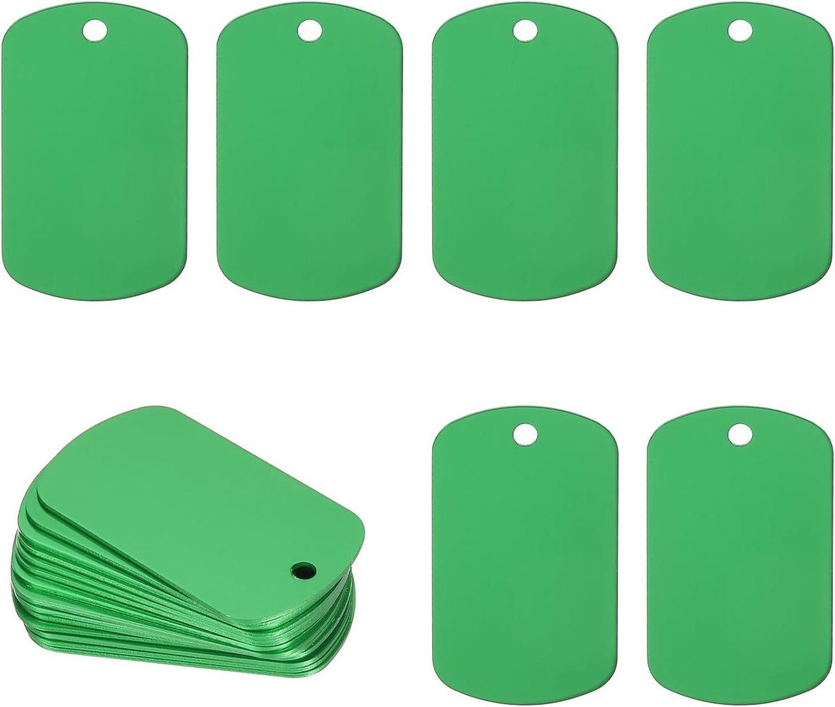 Ronte - Aluminium blanco hondenlabels rechthoek 2 inch, 30 stuks met lasergravure - DIY ambachtelijke tags met gat voor huisdier - anodiseerde metalen stempel blanks