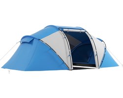 Tent – Kampeertent – Familietent – Tunneltent – Koepeltent – Waterdicht 2000 mm – Lichtgewicht 4-6 Personen – Blauw
