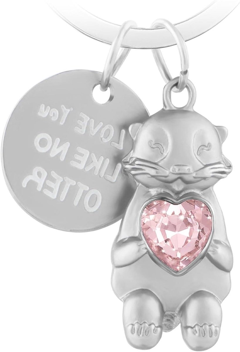 Ronte - Sleutelhanger Otter Hart Metaal, Leuke Cartoon Ornamenten - I Love You Cadeau voor Koppels en Familie, Jubileum.