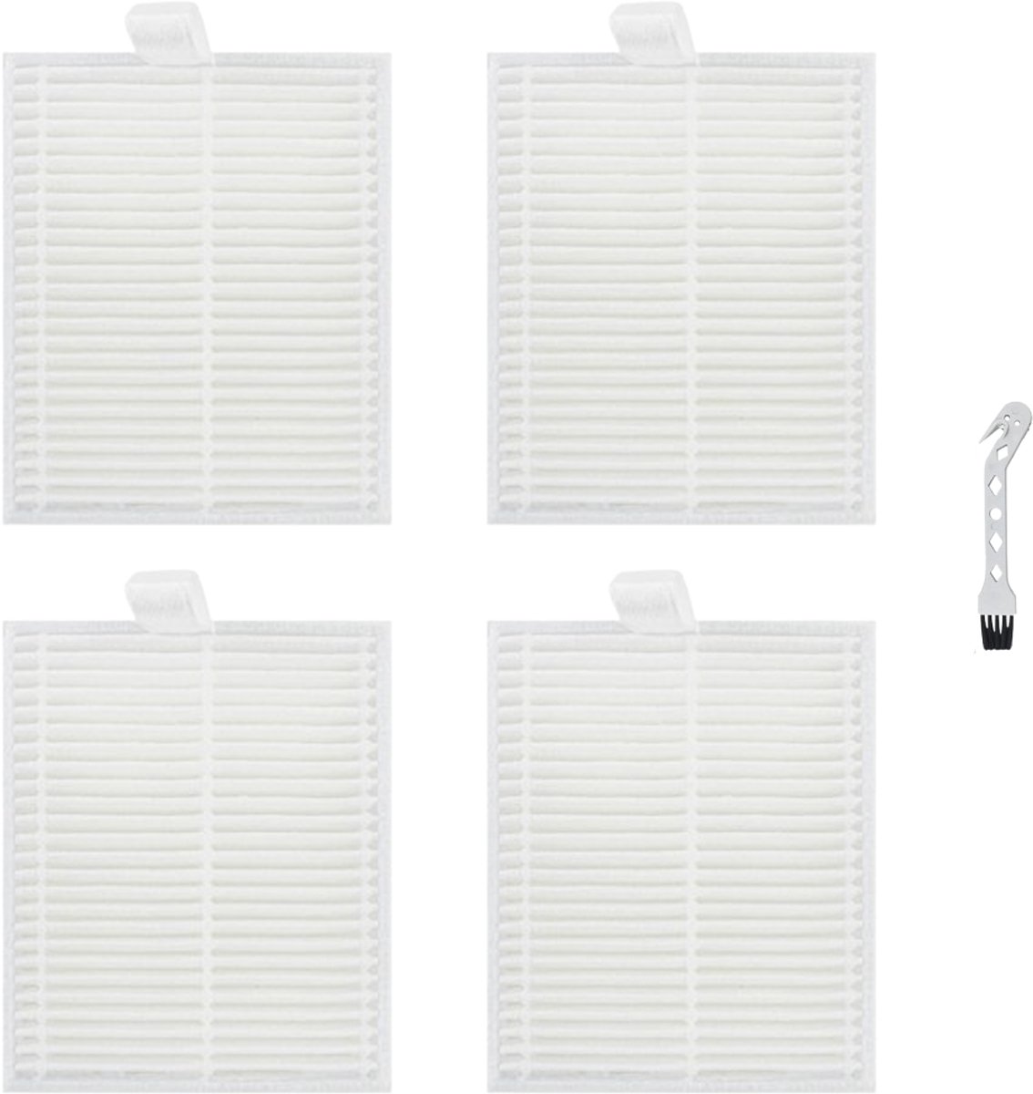 4 stuks HEPA Filter - Geschikt voor Eufy G50 Hybrid (SES) - L60 Hybrid (SES) - L60 - L60 SES - L50 - L50 SES - 6*7.5*0.9cm - met reinigingsborstel - Onderdelen - voor robotstofzuiger - Wit