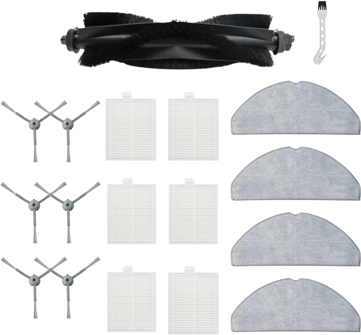 18 stuks robotstofzuiger accessoires - Geschikt voor Eufy G50 Hybrid (SES) - L60 Hybrid (SES) - L60 - L60 SES - L50 - L50 SES - Onderdelen - voor robotstofzuiger - met reinigingsborstel - Vervangingsonderdelen
