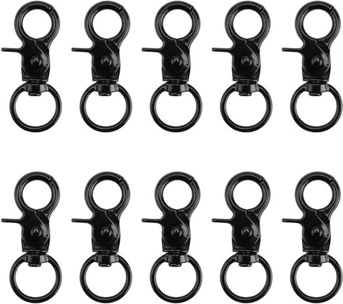 Allecto Plus - 10 Pack karabijnhaken met draaischarnier - Zinklegering karabijnhaak voor hondenriem - Sleutelhanger wervelkarabijnhaak - Boutkarabijnhaak voor honden en bagage - Duurzame bevestigingshaak voor diverse toepassingen