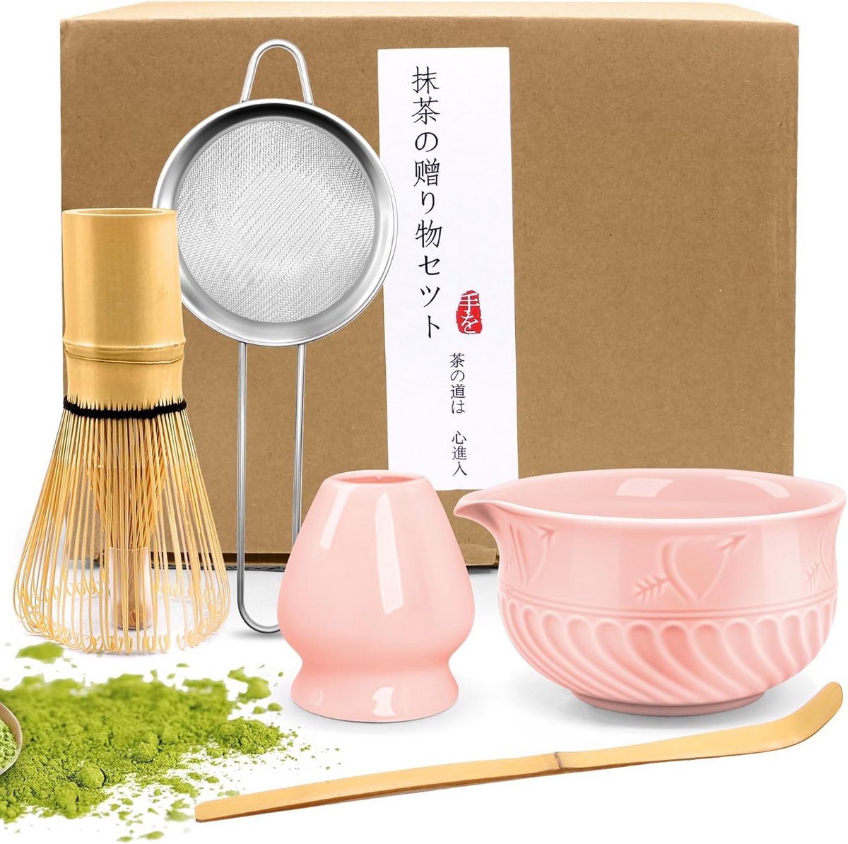 Complete Matcha Thee Set, 5 Delig, Traditionele Japanse Ceremonie Accessoires
