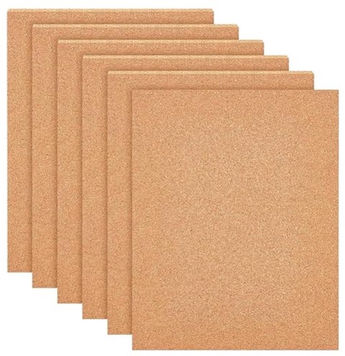 6 stuks Kurkplaten - Zelfklevend - 30 x 21 cm - 5 mm Dik - Voor Wanddecoratie en Knutselwerk