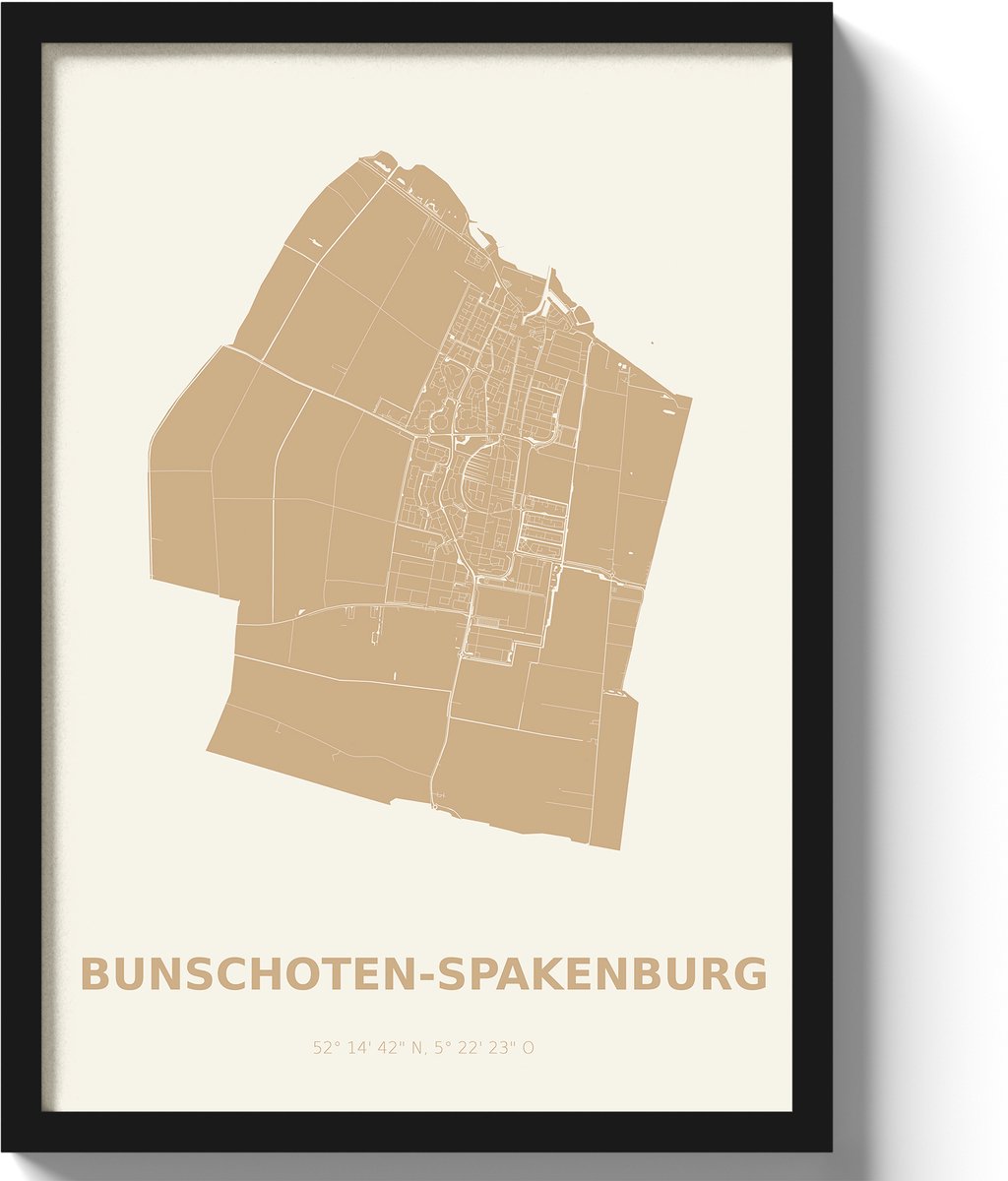 Poster Bunschoten-SpakenburgA3 - 30 x 42 cm - Beige (Exclusief Lijst)