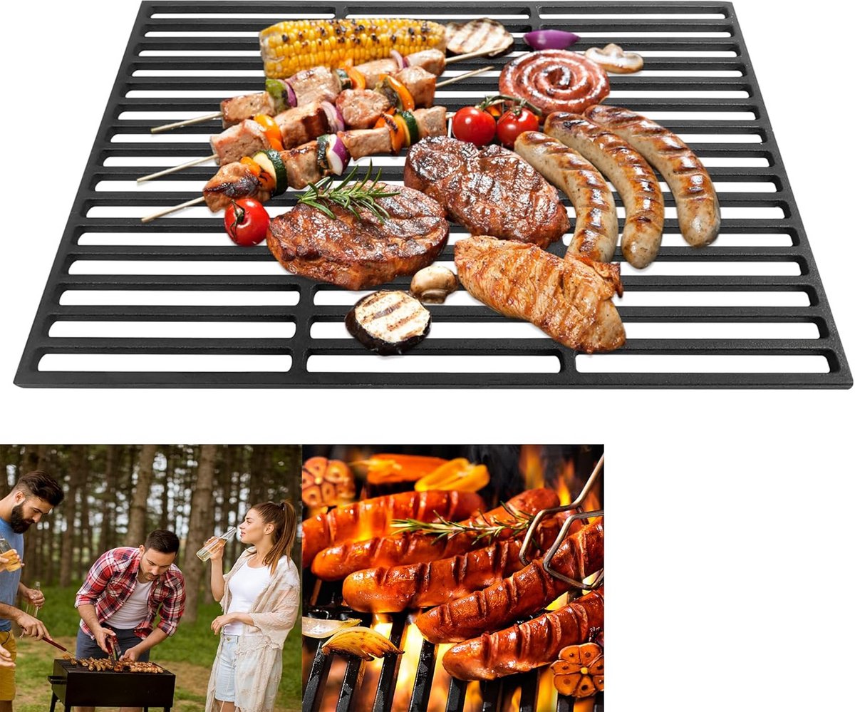 Gietijzeren Grillrooster 42x28 cm - Geëmailleerd voor Gas- en Houtskoolgrill
