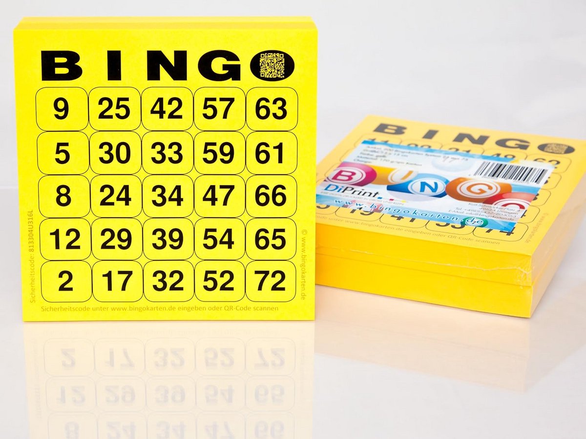 200 Grote Geprinte Bingo Kaarten 25 van 75 - Speciaal voor Senioren - Stevig 160 g/m² - 6 x 6 Inch