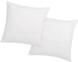 Vente-unique Set van 2 hoofdkussens met vormgeheugen mémofill 60 x 60 cm - Katoenperkal - 91 draden/cm² - 750 g - Wit - AUXENCE