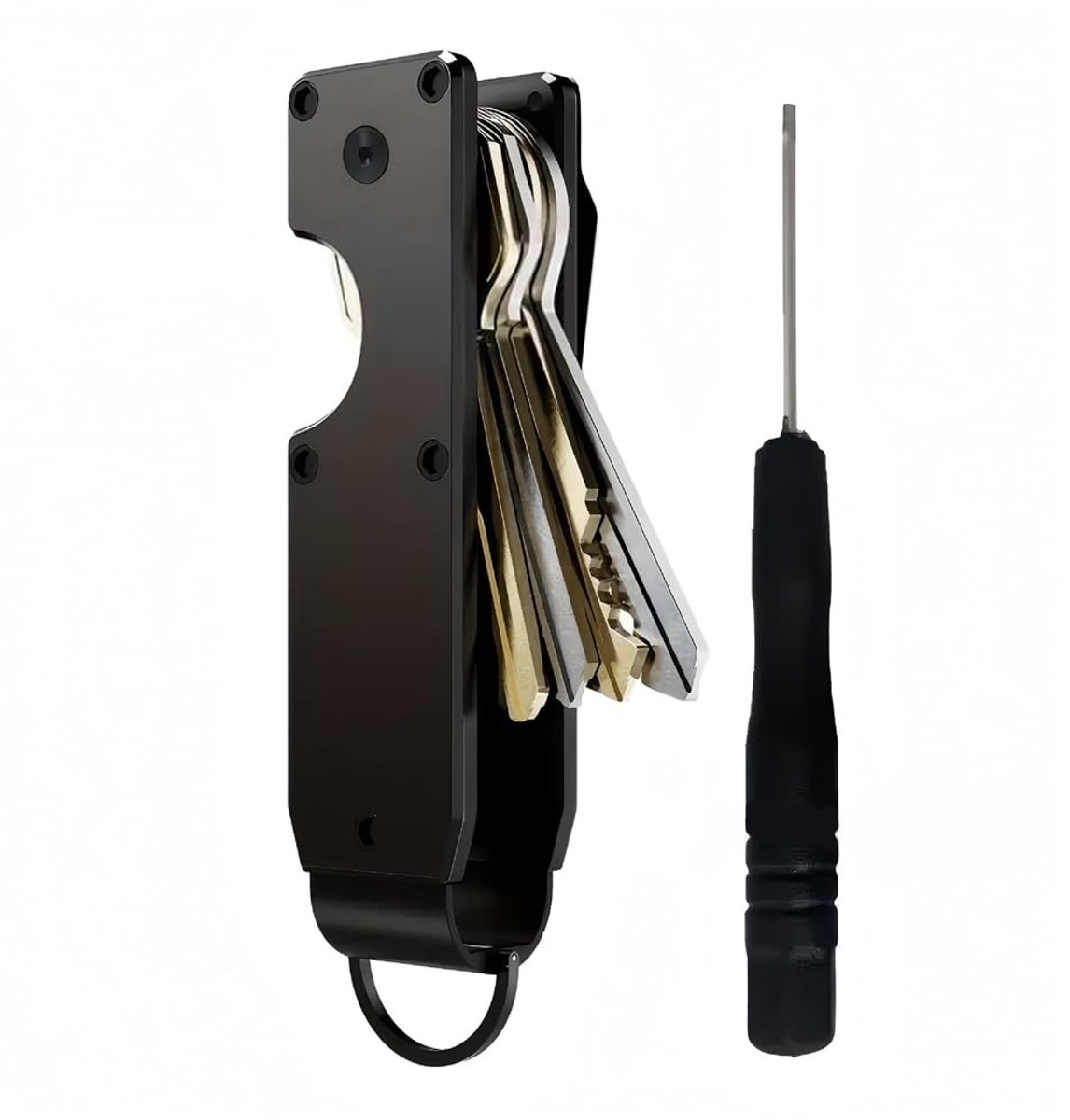 IMPERATORIS® Sleutel Organizer Aluminium - Sleutelhouder Wallet - Sleutelhanger Gadgets - Hanger voor Auto Sleutels - Sleutelopberger - Zwart