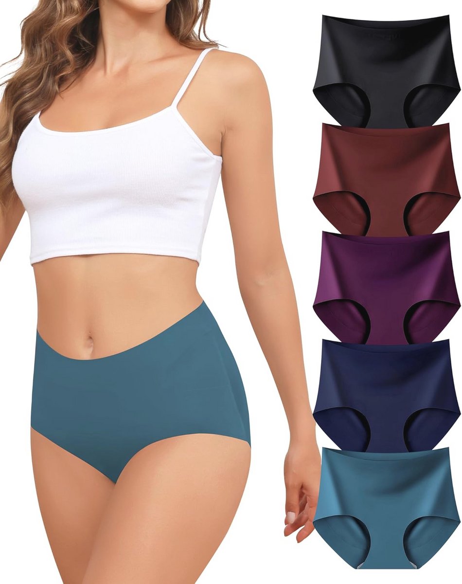 Hoge Taille Naadloze Dameslip - Zacht, Elastisch en Ademend (5 Stuks, S-XXL)