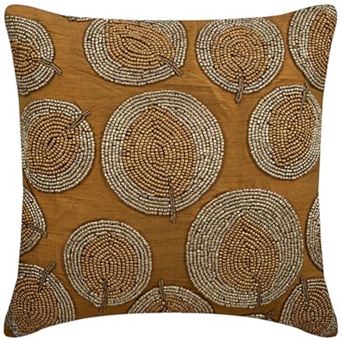Gouden Decoratieve Kussenset van 2, 40x40cm, Zijde, Bladpatroonen, Bloem Motief - Moderne Pillows