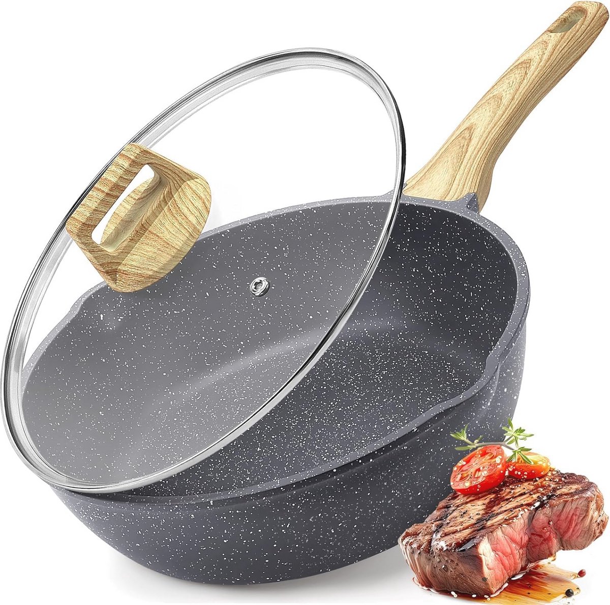 Diepe Anti-aanbak Wokpan met Deksel - 24 cm