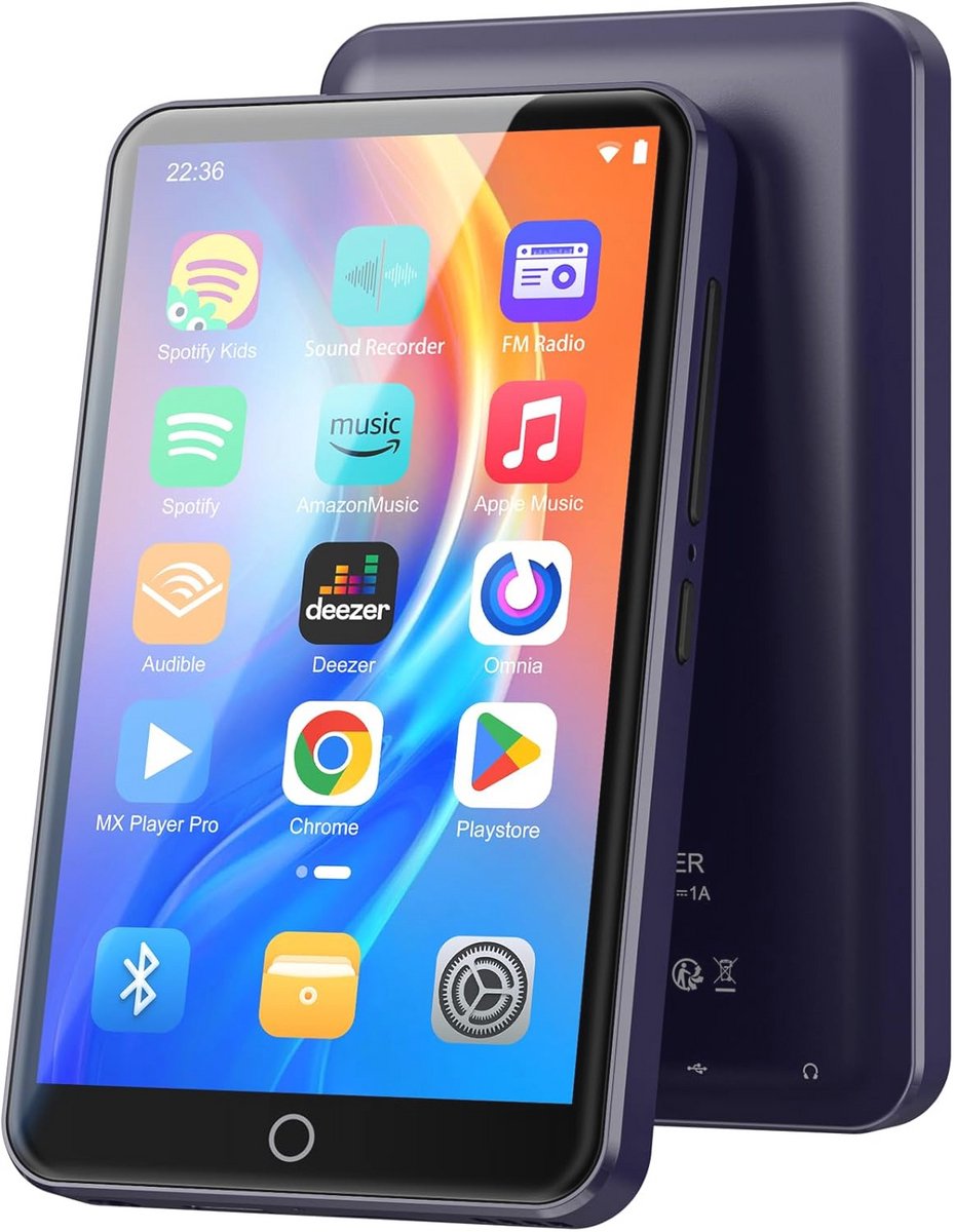MP3 Speler met 80 GB Geheugen, Wifi en Bluetooth - 10,2 cm IPS Touchscreen Muziekspeler voor Kinderen met Spotify en Audioboeken