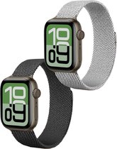 Milanees Bandje Geschikt voor Apple Watch 38/40/41 mm Milanees Bandje - Band Geschikt voor Apple Watch 38/40/41 mm Met Magneetsluiting - Zwart & Zilver