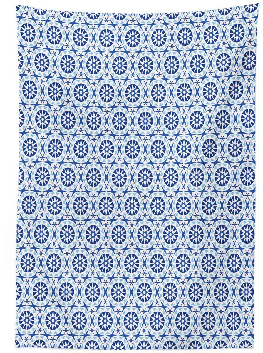 ABAKUHAUS Tafelkleed Blauw Mandala – 140×200 cm – Satijnmix, Wasbaar