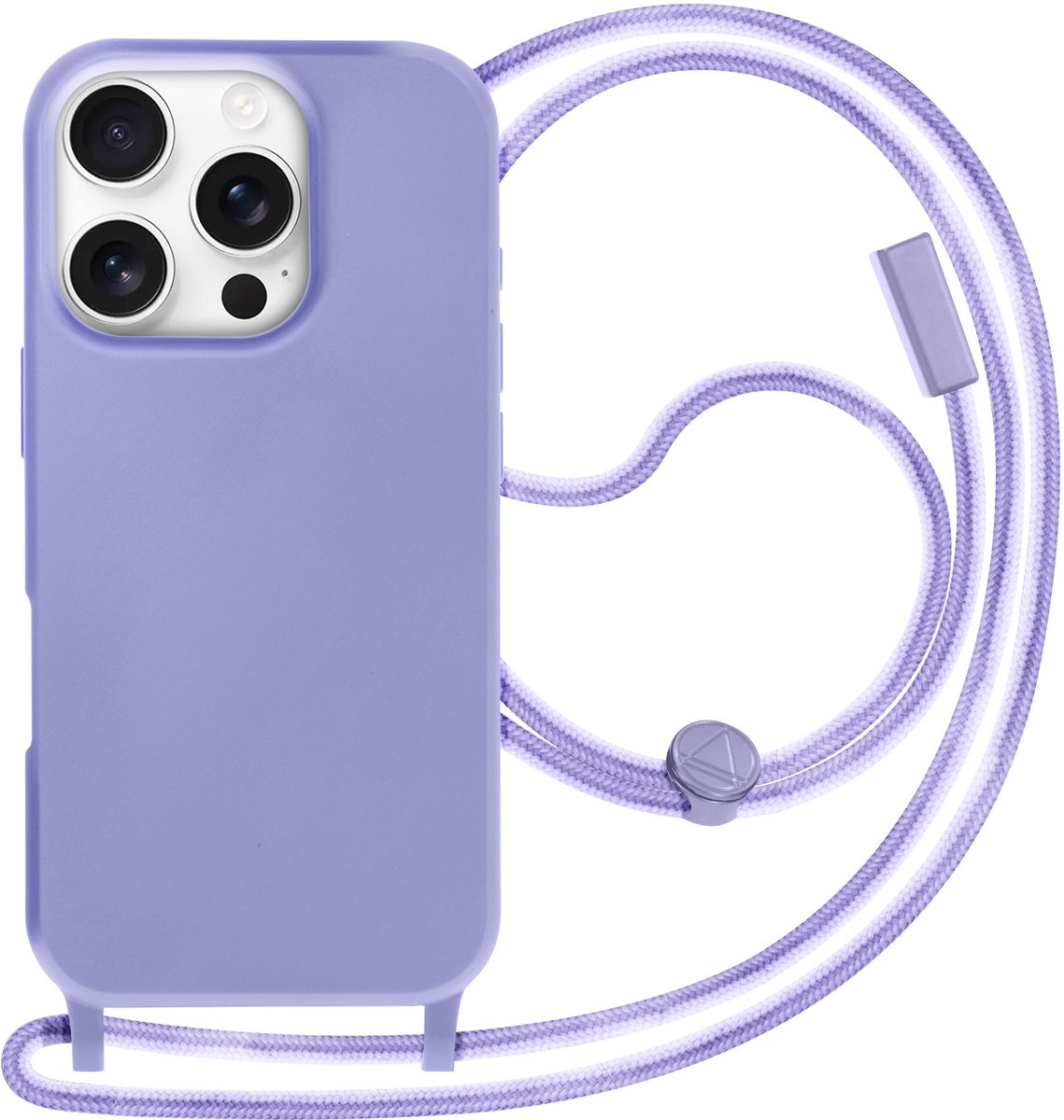 Avizar Soft Touch Hoes Geschikt voor Apple iPhone 16 Pro met Nekkoord, Lavendel