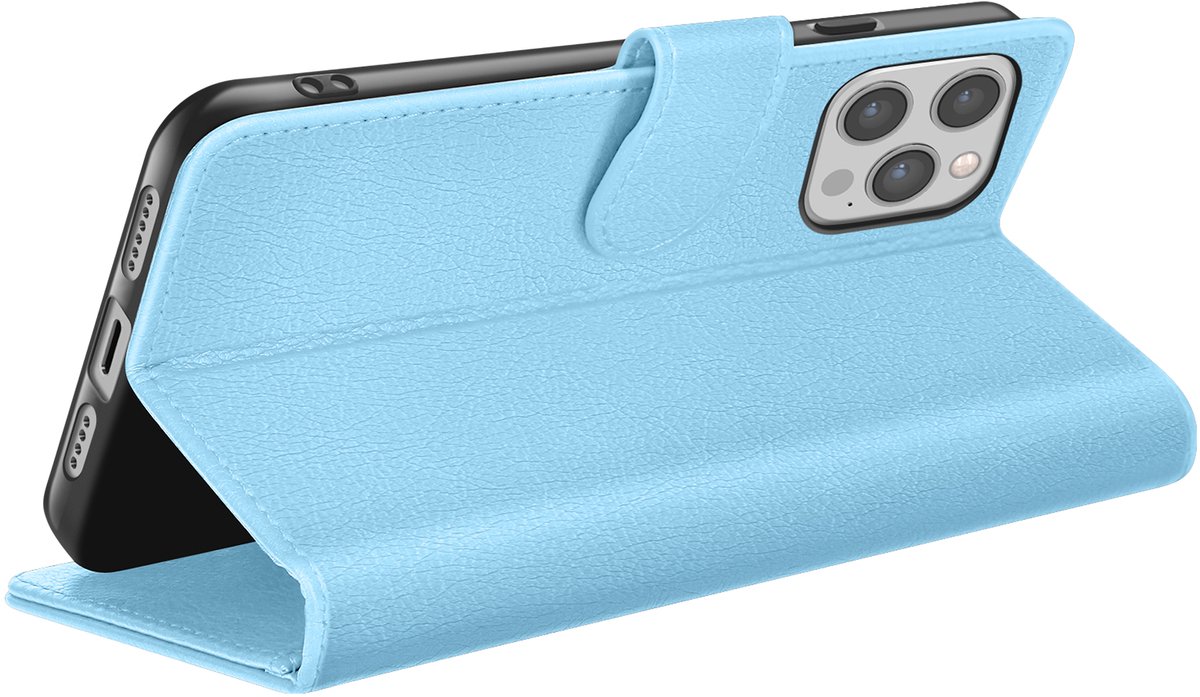 Zanae, Hoesje geschikt voor iPhone 12 Pro Max - Wallet Case & Magneetsluiting, Lichtblauw