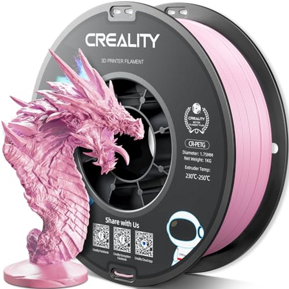 3D Printer Filament 1.75mm - Hoge Precisie, Sterke Taaiheid, Geurloos, Vochtbestendig (Roze)