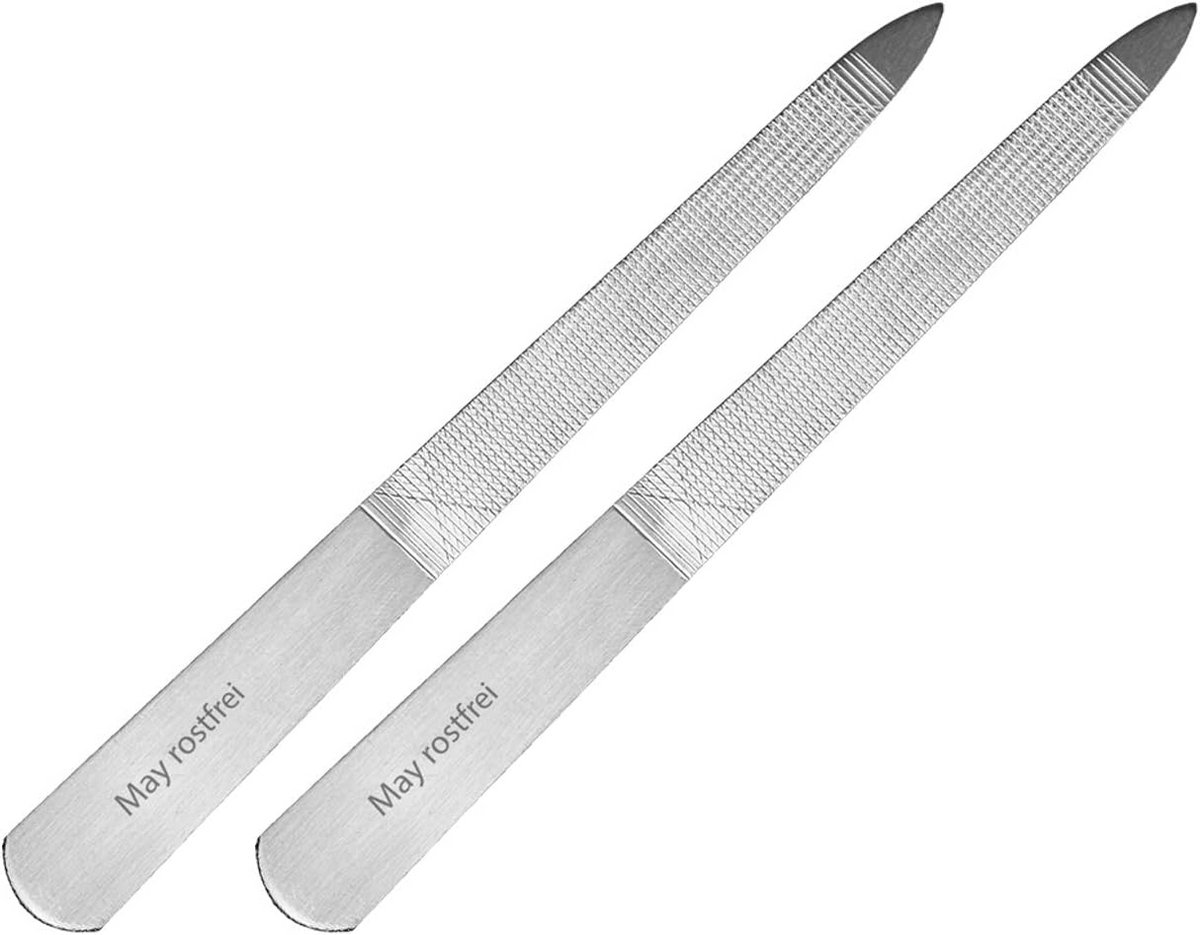 Set van 2 metalen nagelvijlen - dubbelzijdig - 13 cm lengte