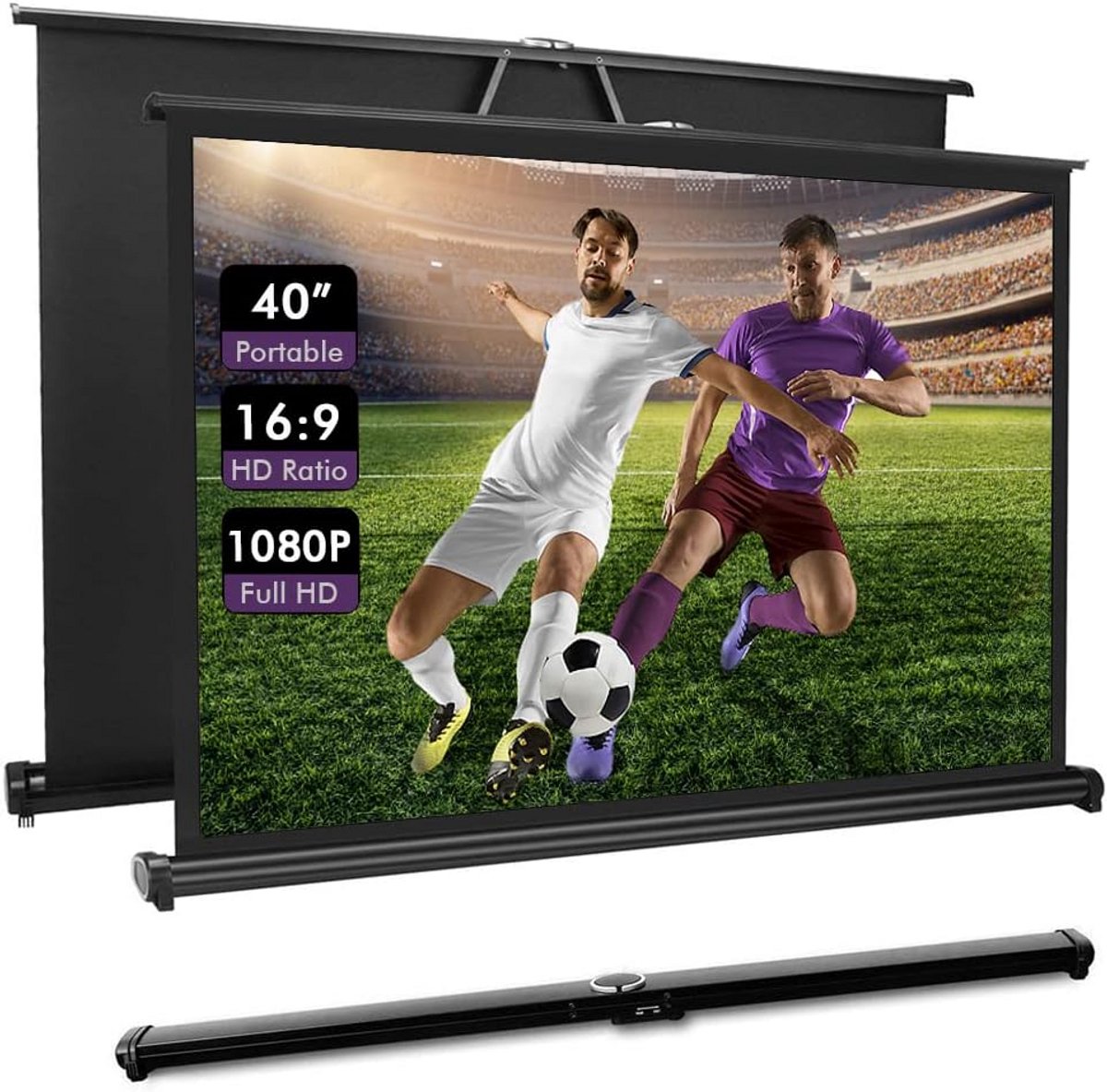 40 inch intrekbaar projectorscherm tafelblad 16:9 met standaard