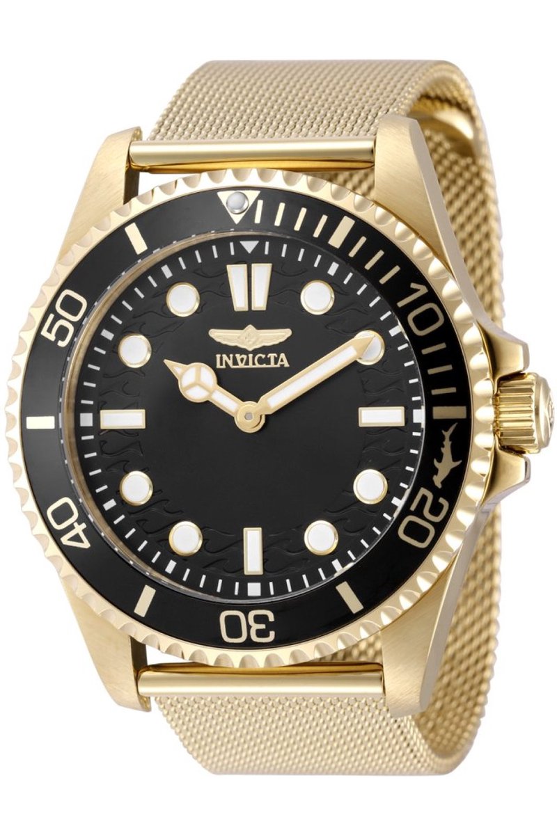 Invicta Pro Diver 49691 Heren Horloge - Waterdicht - Analoog - Quartz Uurwerk - Roestvrij Staal met zwarte Wijzerplaat - 43mm