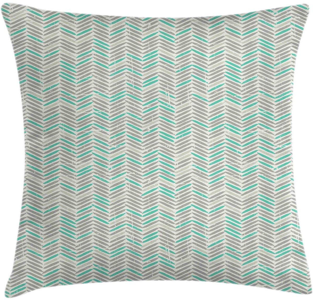 ABAKUHAUS Kussenhoes Chevron Grijs 40x40 cm – Dubbelzijdig bedrukt, Rits Zee groen