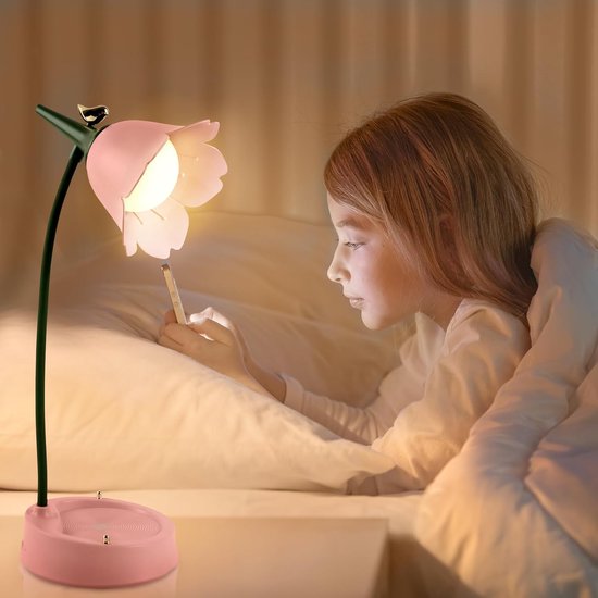 Dimbare LED-bureaulamp voor kinderen met 3 kleurtemperaturen en aanraaksensor - oplaadbaar en flexibele arm - USB-bedlampje voor lezen en leren - roze — afbeelding 4