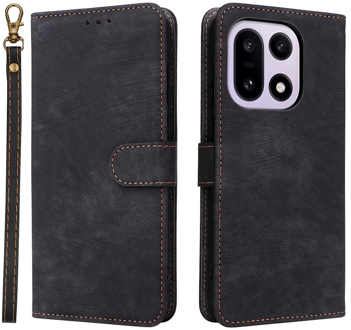 Coverup Hoesje - Geschikt voor OnePlus 15 Hoesje - Coverup Book Case met Koord - Zwart