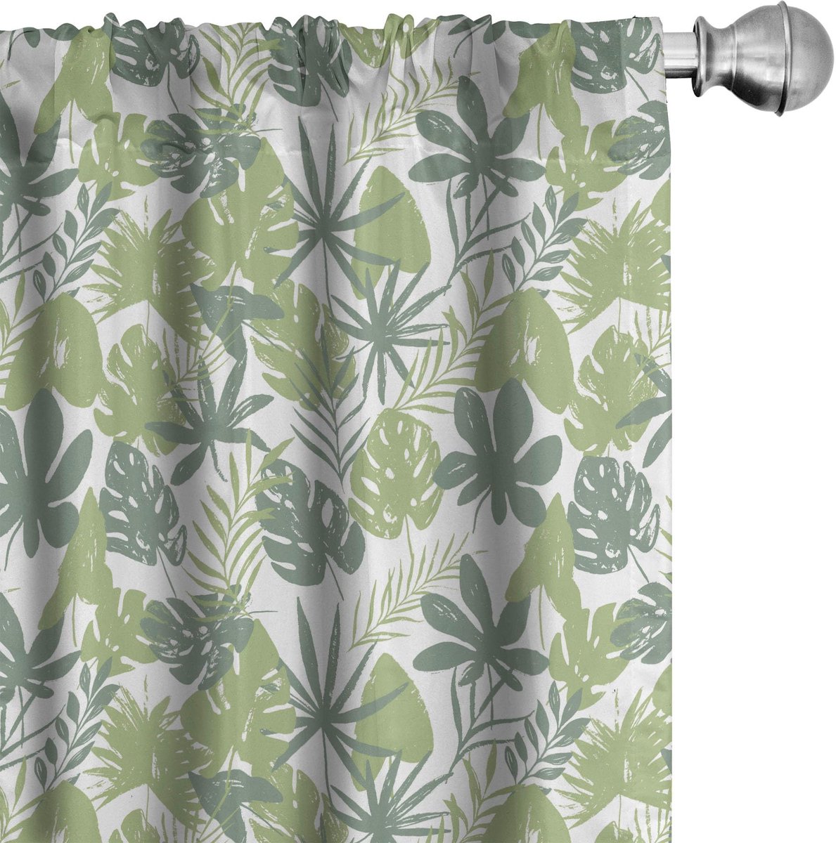 ABAKUHAUS Botanische gordijnen – 2x75x175 cm – pistachegroen/wit – microvezel Pistache Groen Wit