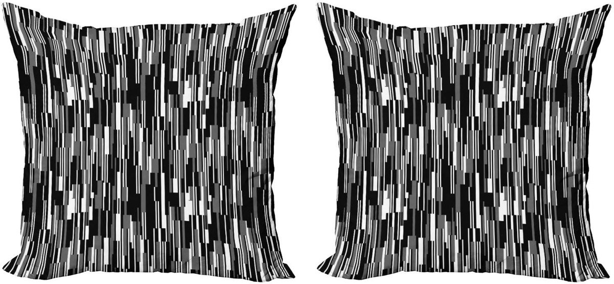 ABAKUHAUS Zwart-Wit Kussenhoes Set – 2x60x60 cm – Dubbelzijdig Digitaal Bedrukt, Rits