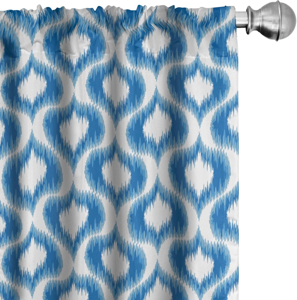 ABAKUHAUS Ikat-gordijnen – 2x75x225 cm – microvezel – Blauw-Wit