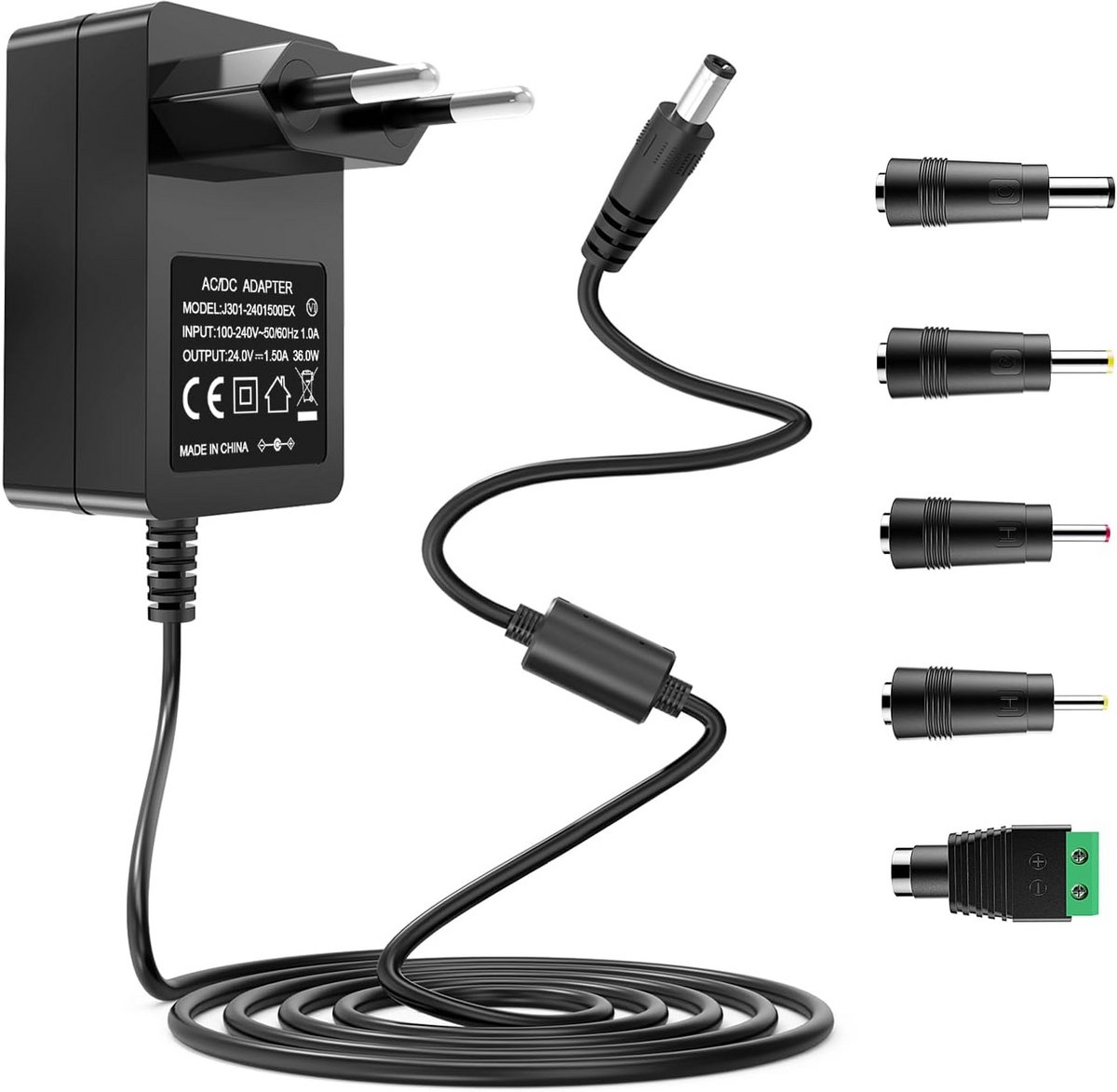 24V Voedingsadapter 1.5A – Universele AC naar DC Adapter voor LED-strip en Beveiligingscamera