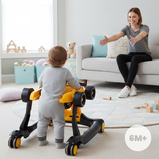 sun baby Loopstoel, baby walker vanaf 6 maanden, verstelbare hoogte, geluiden, lichten, spiegels - Geel — afbeelding 2