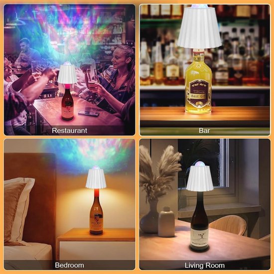 Oplaadbare Led-flessenlamp met Projector en Sterrenhemel - Dimbare USB-C Verlichting voor Fles, Tafel en Buiten — afbeelding 3