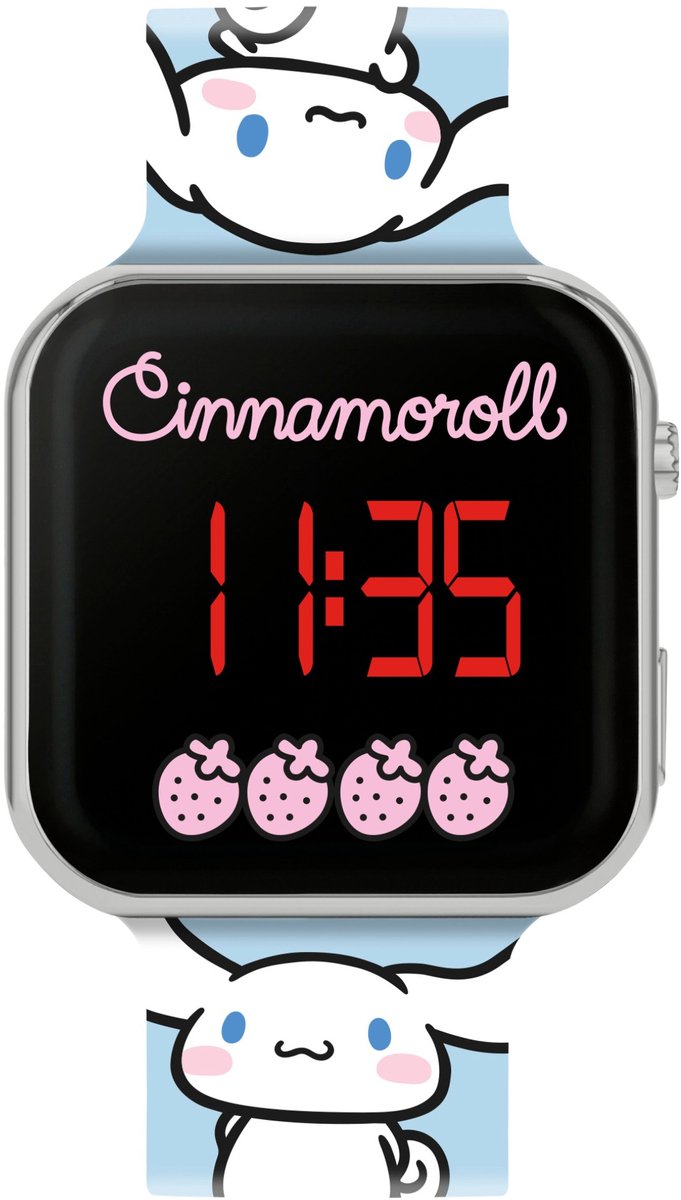 Hello Kitty Friends Cinnamoroll LED Kinderhorloge - Digitaal Horloge met LED-Display - Verstelbare Siliconen Band - Officieel Sanrio Kinderhorloge