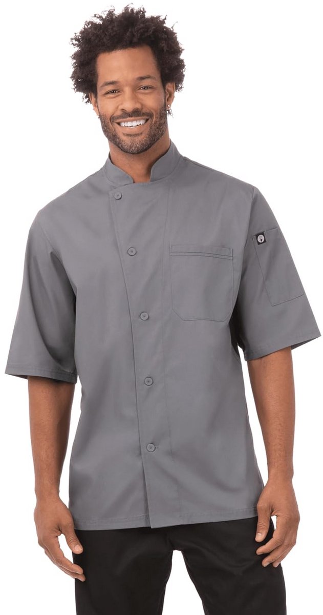 Moderne Grijze Chefskoken Jacket met Ventilatie voor Koks - Maat Medium