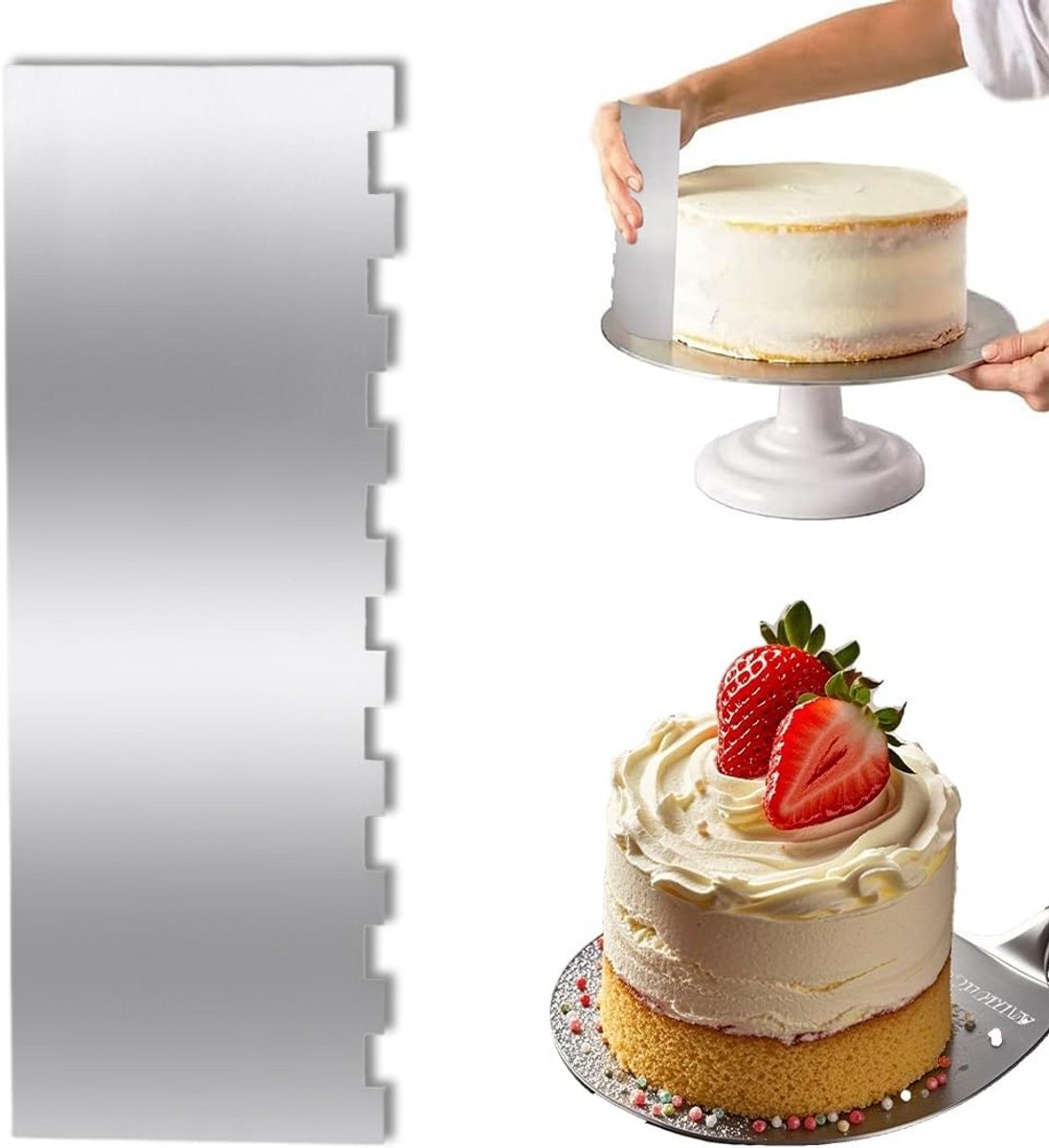 Cake Spatula Cake Scraper RVS 22 x 8 cm voor Perfecte Cake Randen