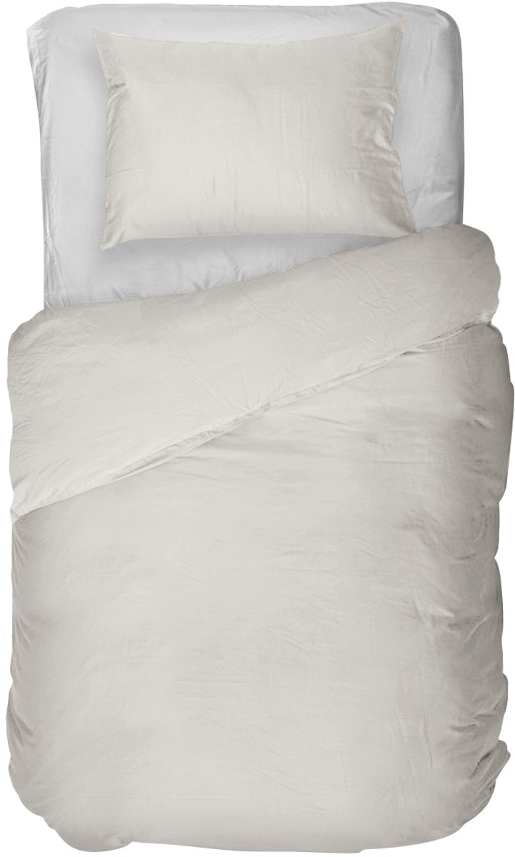 kayori Naka Dekbedovertrek Katoen 140x200-220 + 1 sloop cm - Eenpersoons - GOTS Gecertificieerd Katoen - Offwhite